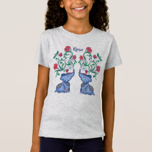 Two cute lucky elephants with red henna flowers T-Shirt