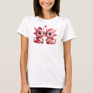 TWO CUTE MALE AND FEMALE PINK DRAGONS IN LOVE T-Shirt