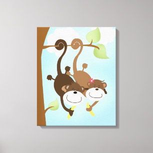 Two Cute Monkeys Canvas Art Print