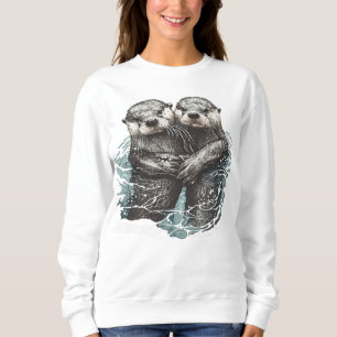 two cute otters in the water sweatshirt