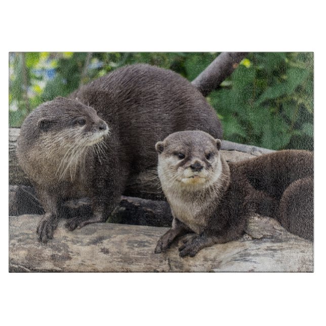 Two Cute Otters | Otter Cutting Board (Front)