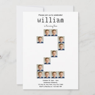 Two-Cute Photo Second Birthday Invitation