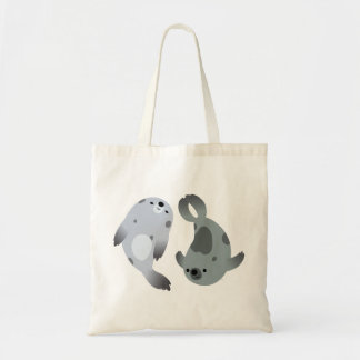 Two Cute Playful Cartoon Harp Seals Bag
