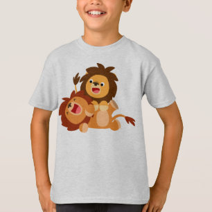 Two Cute Playful Cartoon Lions Children T-Shirt