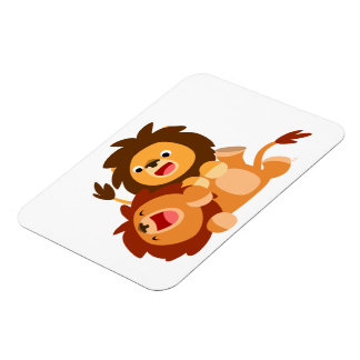 Two Cute Playful Cartoon Lions Flexible Magnet