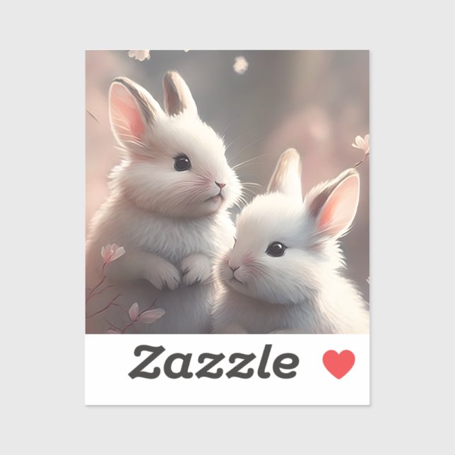Two cute rabbits Custom-Cut Vinyl Sticker (Sheet)