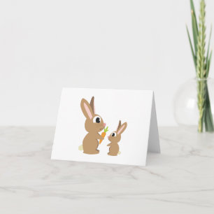 Two Cute Rabbits sharing a Carrot Holiday Card