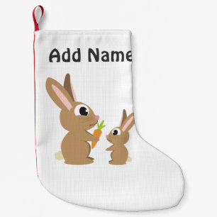 Two Cute Rabbits sharing a Carrot Small Christmas Stocking