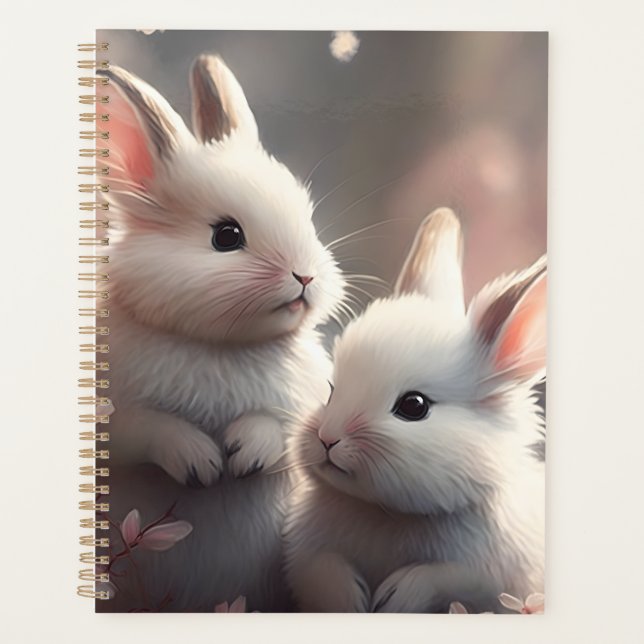 Two cute rabbits with sakura Planner (Front)