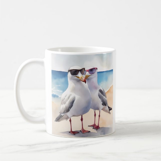 Two Cute Seagulls Inlove Coffee Mug (Left)