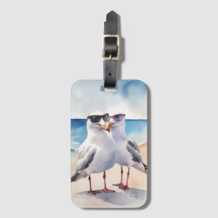 Two Cute Seagulls Inlove Luggage Tag