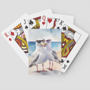 Two Cute Seagulls Inlove Playing Cards