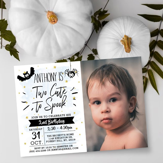 Two Cute To Spook Boys Halloween 2nd Birthday Invitation (Creator Uploaded)