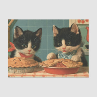 Two Cute Tuxedo Kittens Baking Pies Tissue Paper