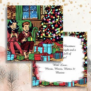 Two Cute Vintage Children Christmas Personalised Holiday Card
