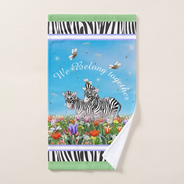 Two cute zebras walking together Summer Hand Towel (Hand Towel)