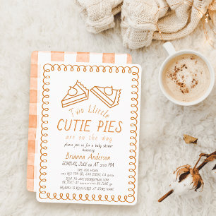 Two Cutie Pies Doodle Orange Baby Shower Invitation