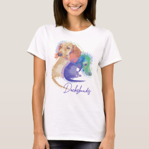 Two Dachshund Dogs Watercolor Women's T-Shirt