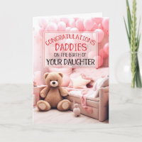 TWO DADDIES Pink New Baby Congratulations