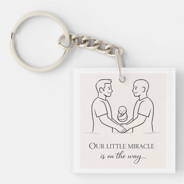 Two dads expecting baby-Celebrating LGBTQ  Key Ring (Front)