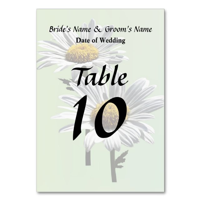 Two Daisies in Sunshine Wedding Products Table Number (Front)