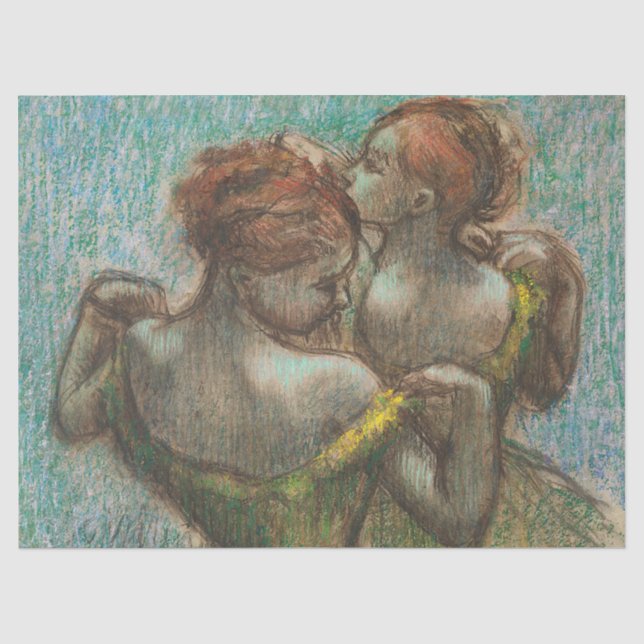 Two Dancers, Half-length, Degas Art  Tissue Paper (Front)