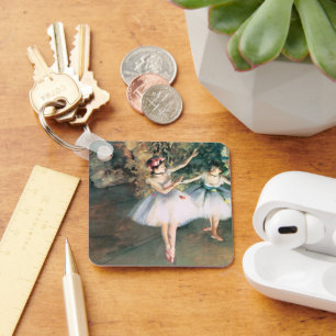 Two Dancers on a Stage by Edgar Degas, Vintage Art Key Ring