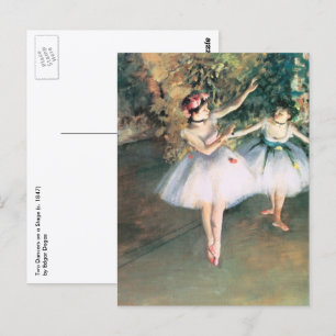 Two Dancers on a Stage by Edgar Degas, Vintage Art Postcard