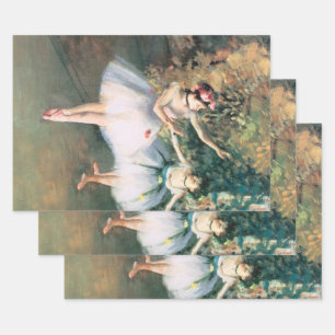 Two Dancers on a Stage by Edgar Degas, Vintage Art Wrapping Paper Sheet