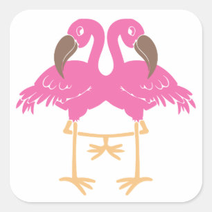 Two dancing flamingos square sticker