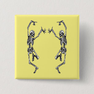 Two Dancing Skeletons Halloween Button