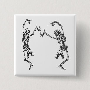 Two Dancing Skeletons Halloween Button