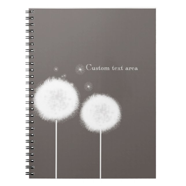 Two Dandelions Taupe Rustic Notebook (Front)