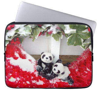 Two Darling Pandas at Christmas  Laptop Sleeve