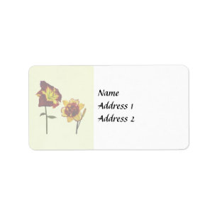 Two Daylilies having a Chat Wedding Products Label