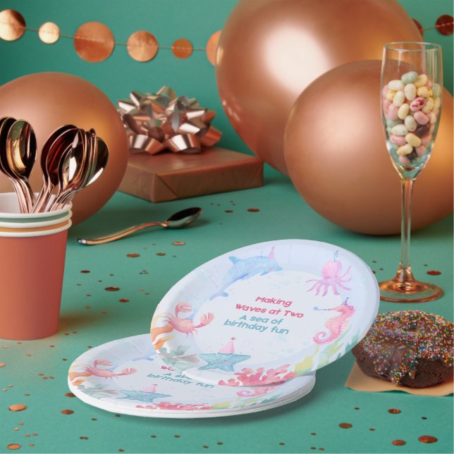 Two Deep Ocean Birthday Party Plate (Multi)