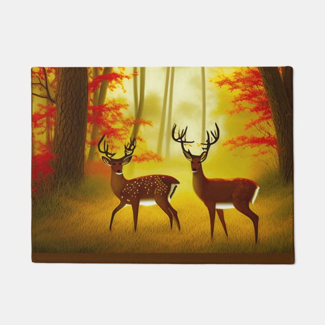 Two deer in an Autumn Forest / Woods Doormat (Front)
