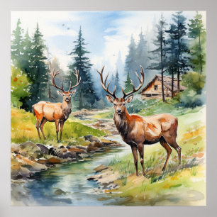 Two Deer Poster