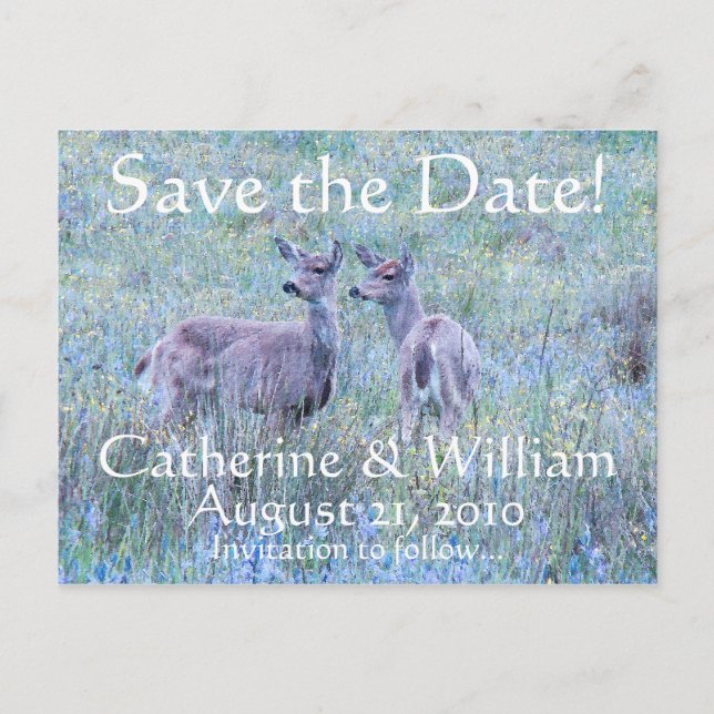 Two Deer Save the Date Postcard (Front)