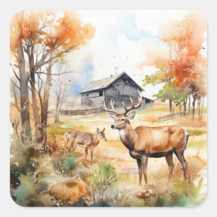 Two Deer Square Sticker