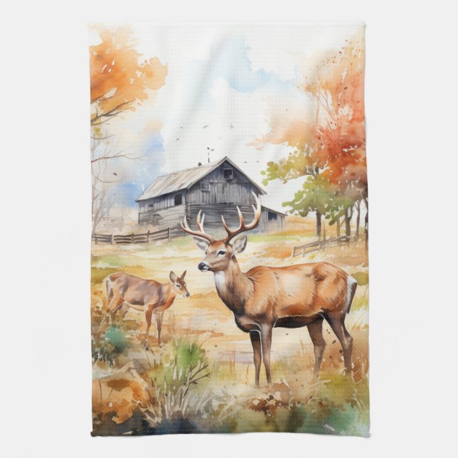 Two Deer Tea Towel (Vertical)