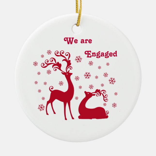 Two deers in Love Engagement Ornament (Front)