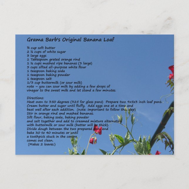 Two Dessert Recipe Card (Front)