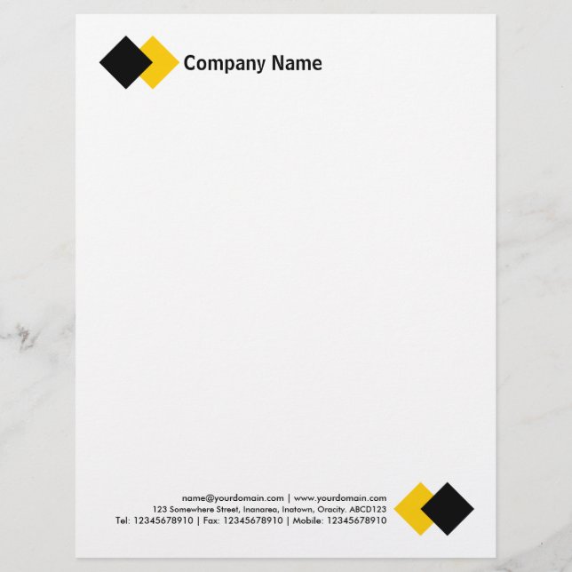 Two Diamonds - Black and Amber Custom Letterhead (Front)