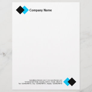 Two Diamonds - Black and Sky Blue Custom Letterhead