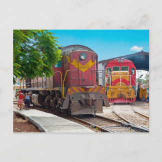 Two diesellocomotives postcard