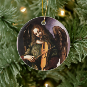 Two Different Angels by Leonardo da Vinci Ceramic Tree Decoration