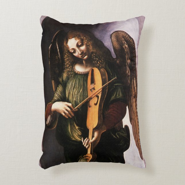 Two Different Angels by Leonardo da Vinci Decorative Cushion (Front(Vertical))