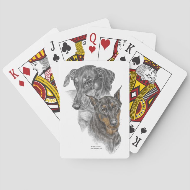 Two Doberman Pinscher Dogs Playing Cards (Back)