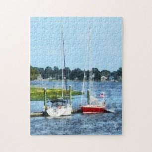 Two Docked Sailboats Norwalk, CT Jigsaw Puzzle